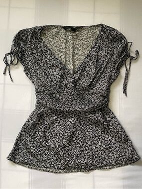 Floral Silk Babydoll Top With Tie Details